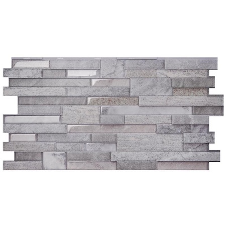 Smart Tiles Smart Tiles 11.4 in. W X 22.5 in. L Gray Multiple Finish (Mosaic) Vinyl Adhesive Wall Tile 2 pc SM1220D-02-QG